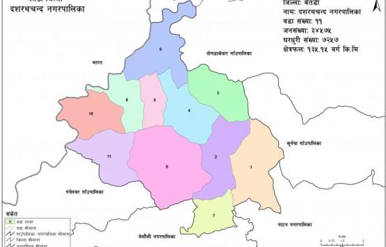 दशरथचन्द नगरपालिकाको वडा बिभाजन